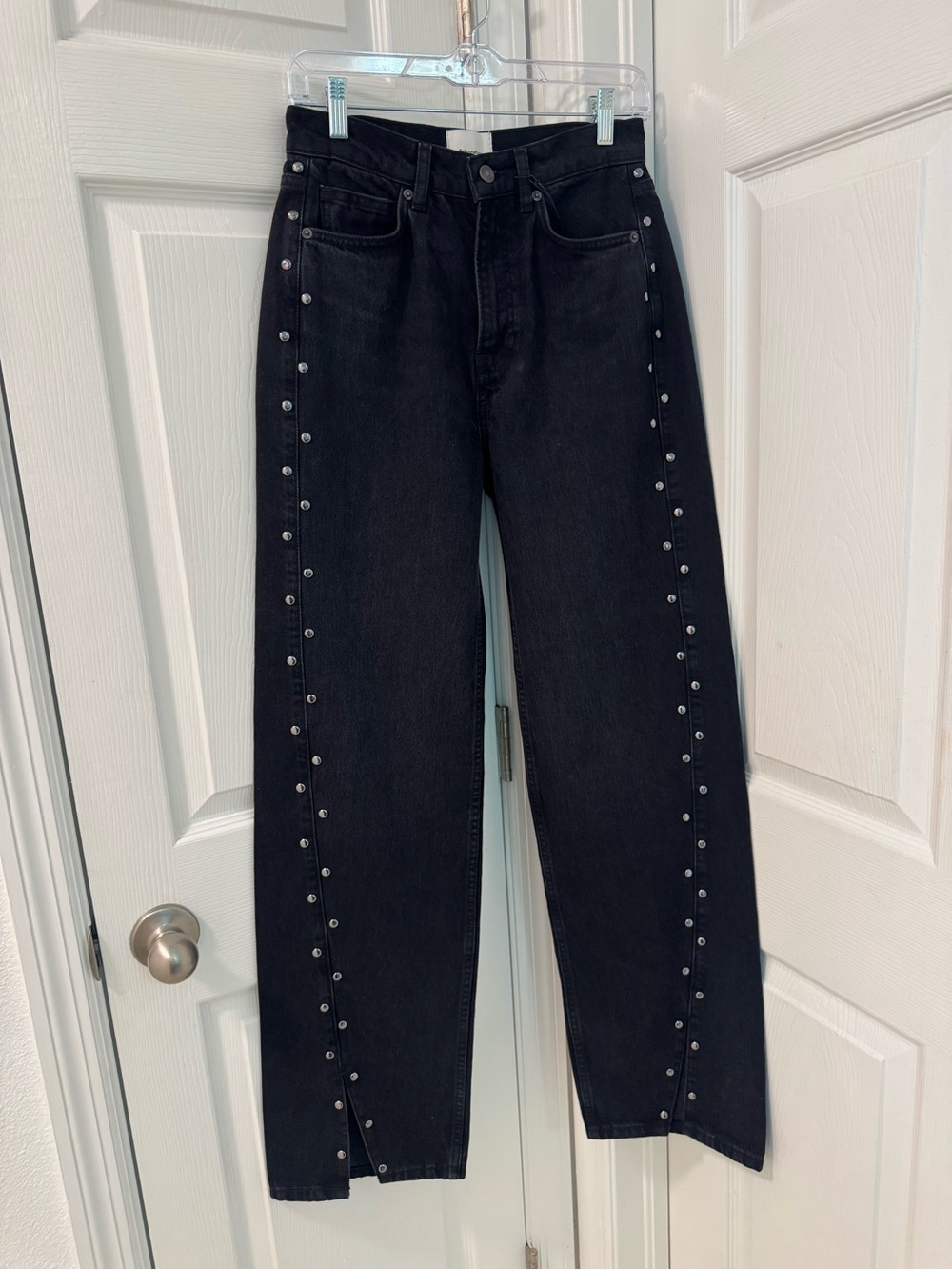 Reformation Cary Studded HighWaist Slouchy WideLeg Jeans vana studded size25 NWT - Picture 3 of 9
